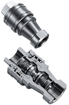 Быстроразъемное соединение SP-A CUPLA 1/4", 3/8", 1/2", 3/4 " (БРС/ШРЗ) для воды и жидкостей с автоматическим запорным клапаном