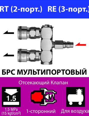 Быстроразъемное соединение мультипортовое для пневматических линий