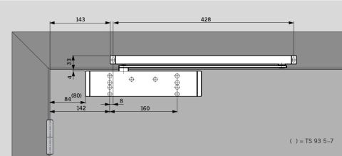 Доводчик дотягувач дверей Dorma TS93 EN2-5 реечный рейковий слайдовий. Монтаж на дверное полотно