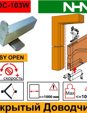 Доводчик NHN PDC-103 скрытый с осевыми петлями для маятниковых дверей (Japan)