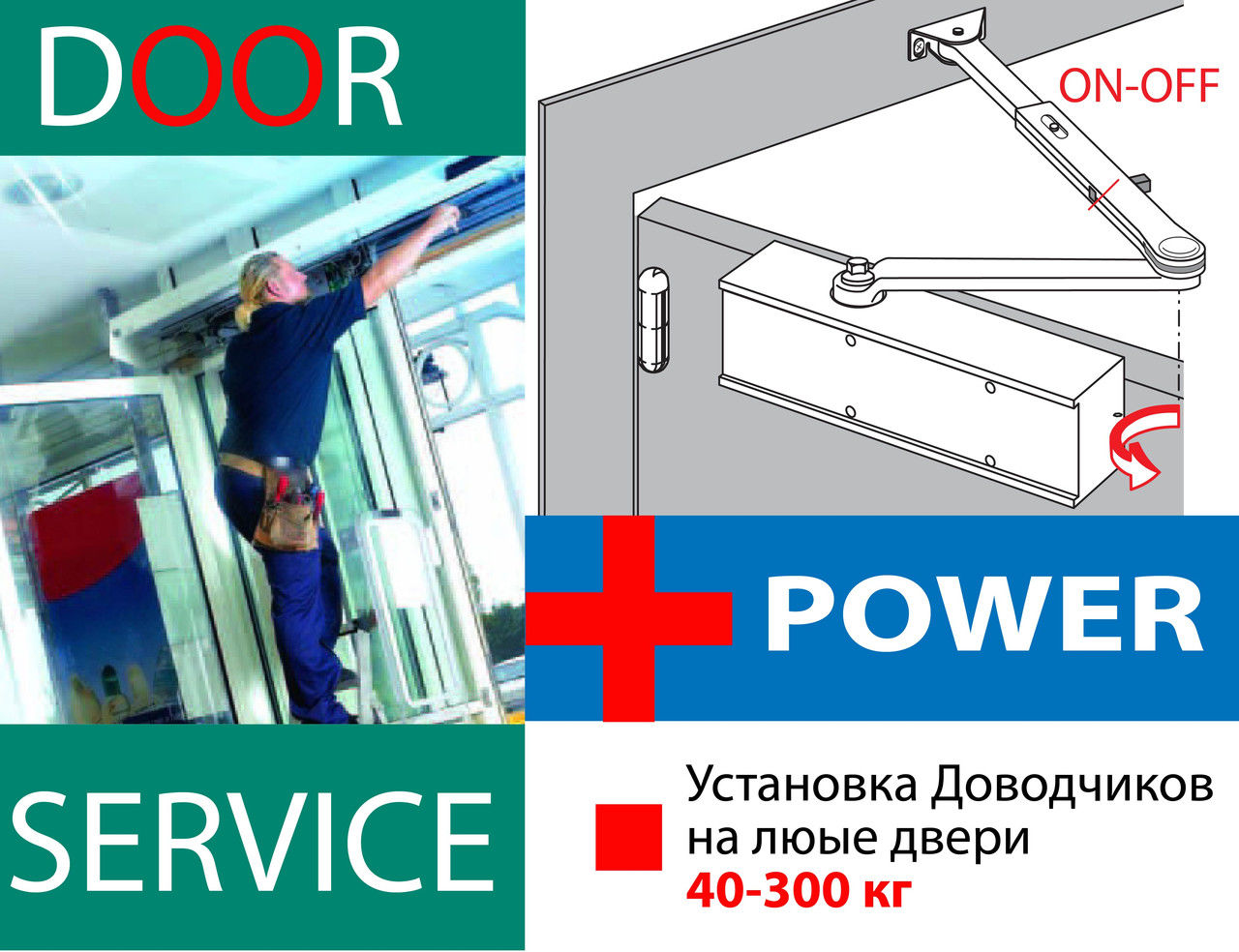 Встановлення регулювання монтаж доводчика (дотягувача) дверей Door Closer Installation Service