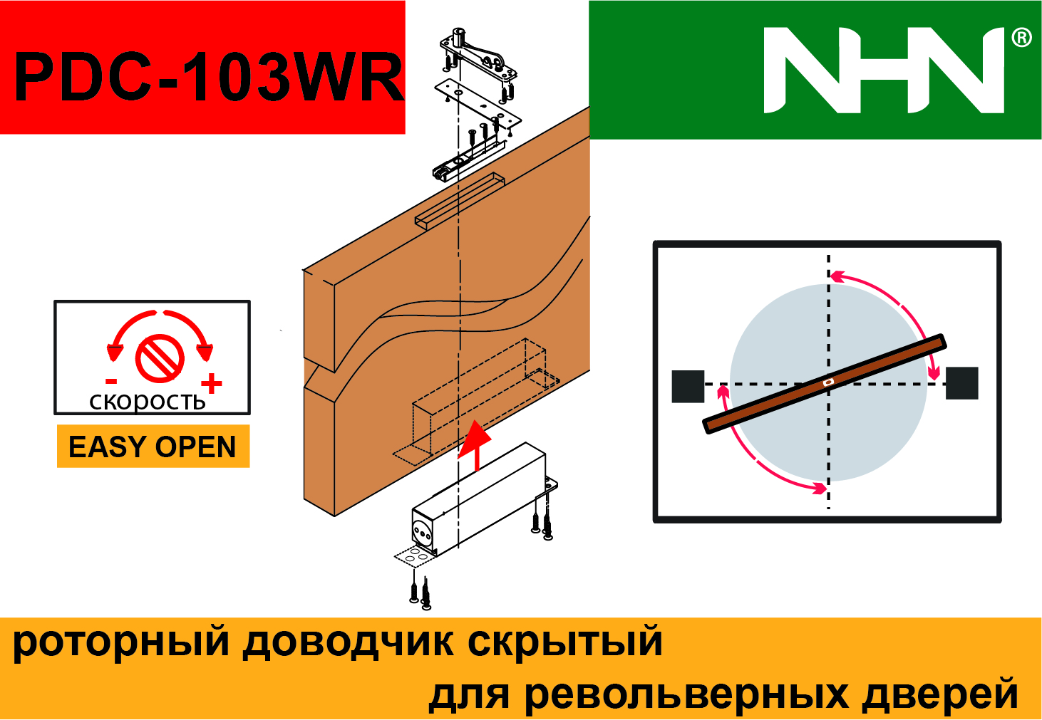 роторный механизм для открывания и закрывания дверей турникетного типа