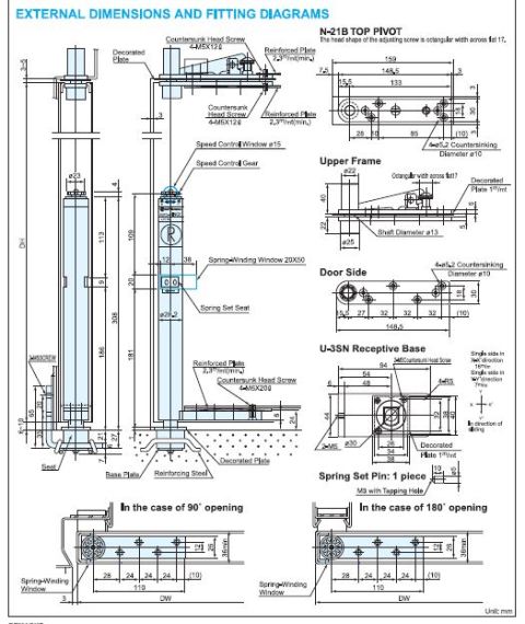 Завіса осьова півот з дотягувачем Nitto Center Hang Pivot Hinge A-8
