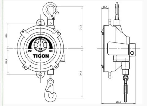 Балансир Пружинный Balancer Nitto Tigon Mijin TW30 dimension