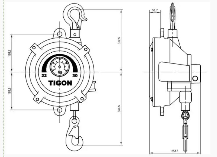 Балансир Пружинный Balancer Nitto Tigon Mijin TW30 dimension