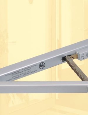 Електропривід D+H DDS 50/500 24В ричажний димовидалення пожежної вентиляції забезпечує автоматичне відкриття дверей пожежної екстренної аварійної евакуації по сигналу "Пожежа". Folding arm drive for smoke heat ventilation SHEV-RWA