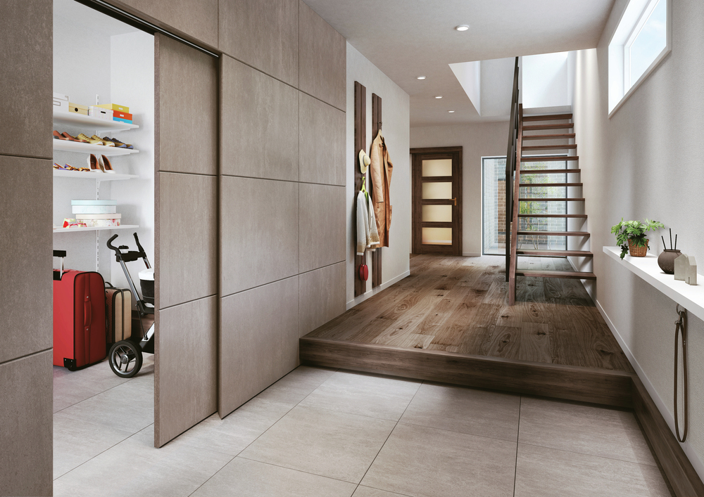 Cистема раздвижных сдвижных дверей Coplanar-Flush-Lateral-Sliding-Concealed-Hidden-Door-System-Sugatsune-MFU1200 Cкрытая копланарная система раздвижных сдвижных дверей с доводчиком плавным закрыванием Lateral Flush Sliding Door System MFU1200 Sugatsune MonoFlatUnison