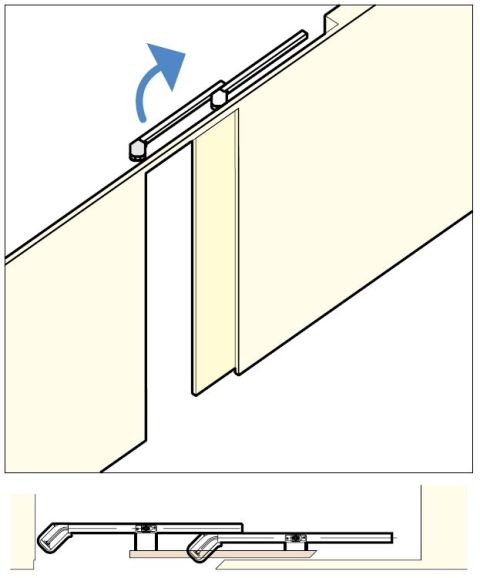 Cистема раздвижных сдвижных дверей Coplanar-Flush-Lateral-Sliding-Concealed-Hidden-Door-System-Sugatsune-MFU1200 Cкрытая копланарная система раздвижных сдвижных дверей с доводчиком плавным закрыванием Lateral Flush Sliding Door System MFU1200 Sugatsune MonoFlatUnison