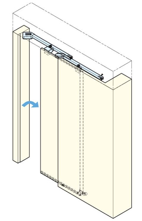 Cистема раздвижных сдвижных дверей Coplanar-Flush-Lateral-Sliding-Concealed-Hidden-Door-System-Sugatsune-MFU1200 Cкрытая копланарная система раздвижных сдвижных дверей с доводчиком плавным закрыванием Lateral Flush Sliding Door System MFU1200 Sugatsune MonoFlatUnison